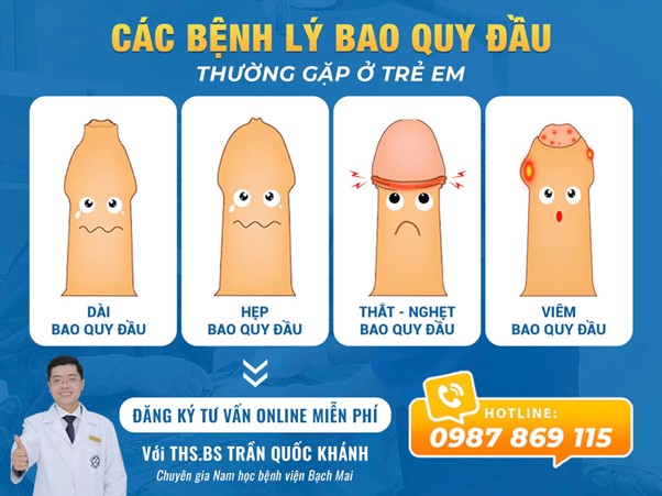 Các bệnh lý bao quy đầu thường gặp ở trẻ em