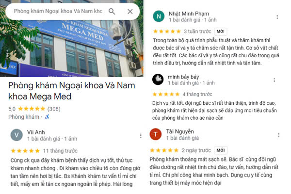 Feedback của khách hàng dành cho Phòng khám Ngoại khoa và Nam khoa Mega Med